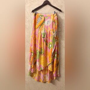 C&C California Tropical Print Hi Lo Wrap  Maxi Skirt